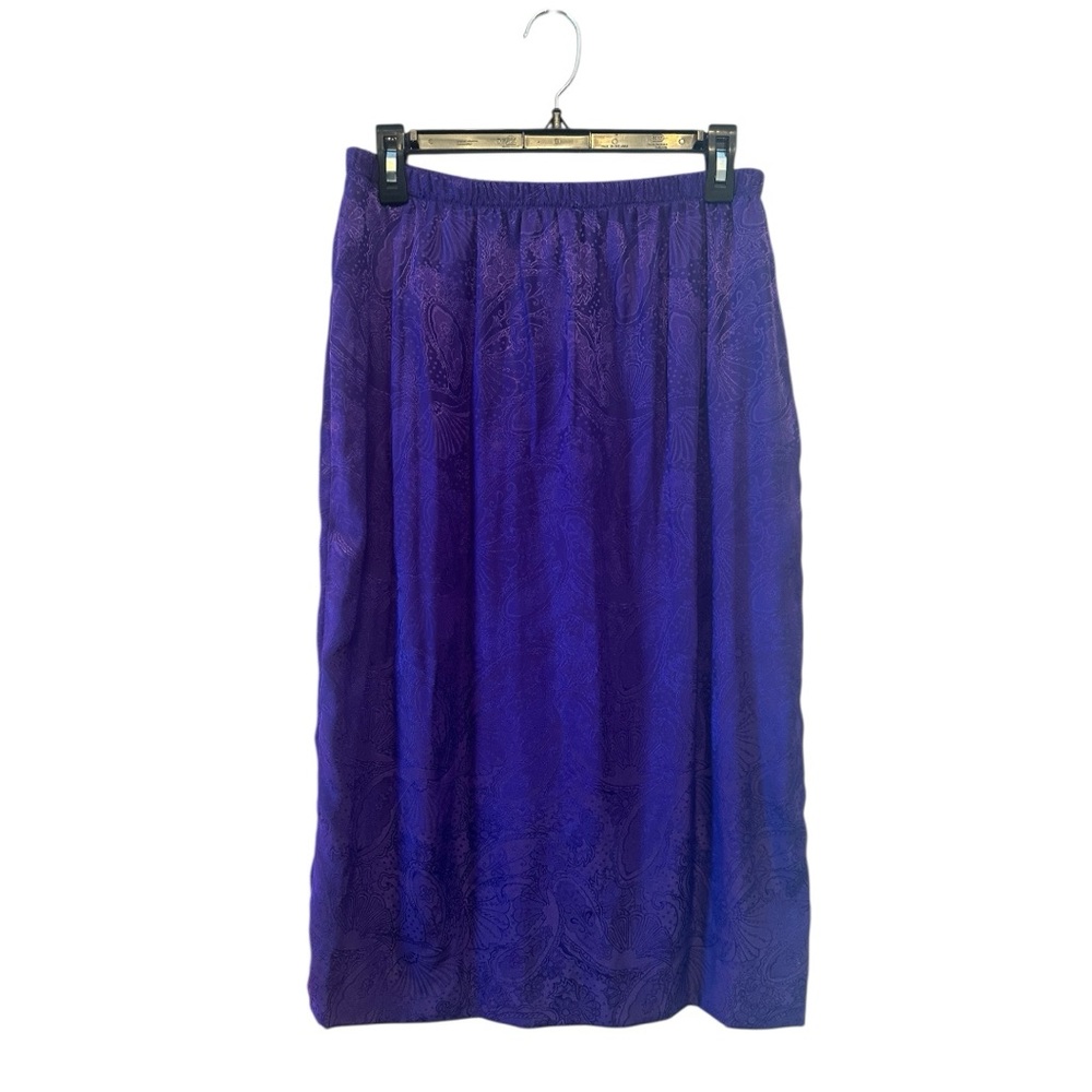 True Vintage Unbranded Deep Shimmering Purple Patterned Midi Skirt Small